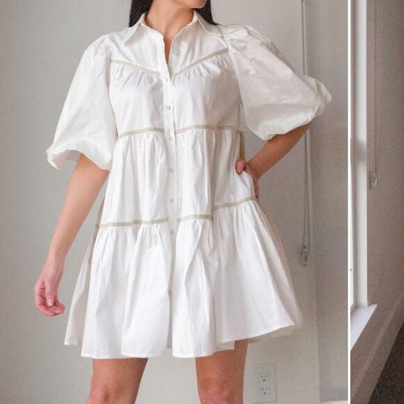 Brand new with Tags Sofie the Label White Balloon Sleeve Mini Dress Size Medium - Picture 2 of 16